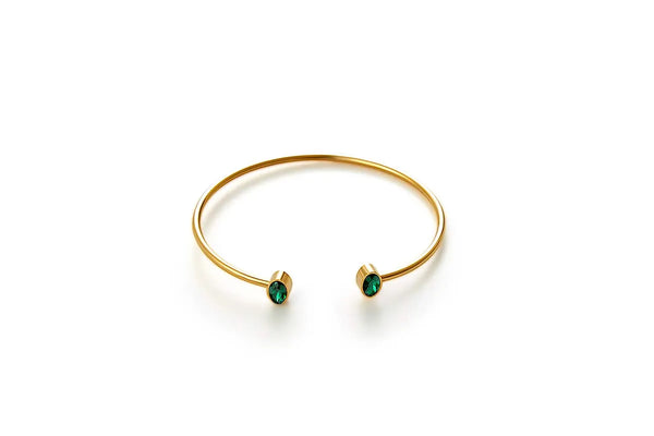PULSERA GREEN GEM STONE DORADA