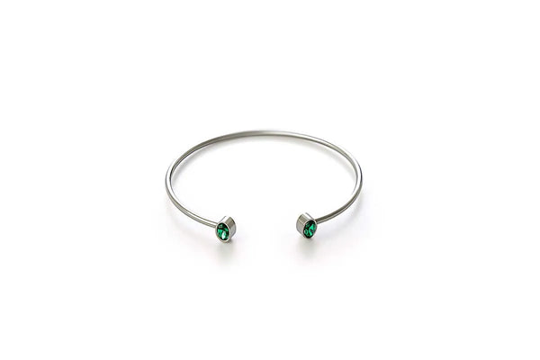 PULSERA GREEN GEM STONE PLATEADA
