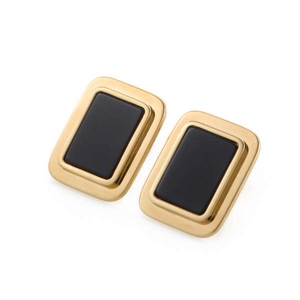 ARETES DE ÓNIX DORADOS